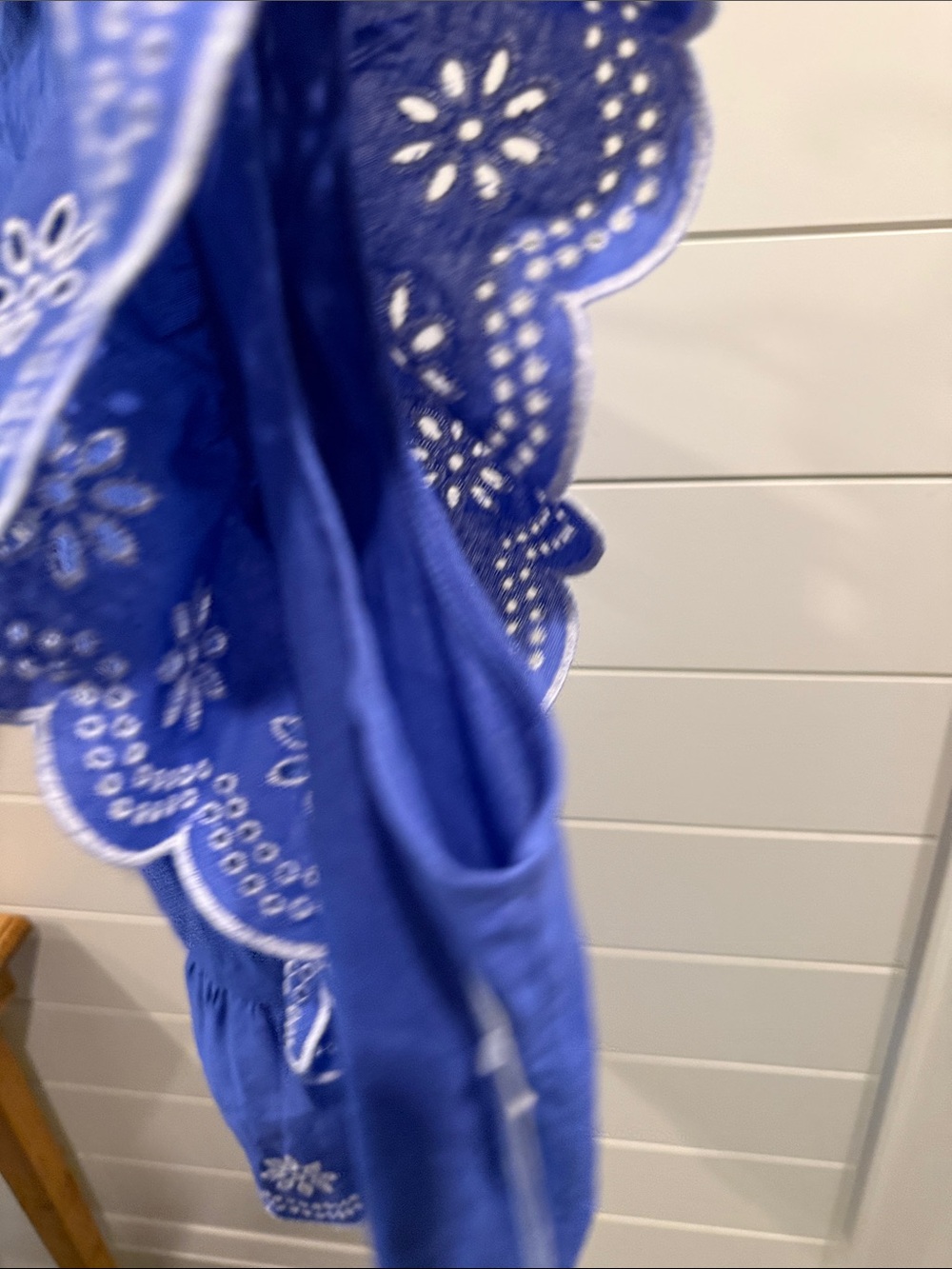 Blue Embroidered Eyelet Ruffle Tank - Picture 6 of 6